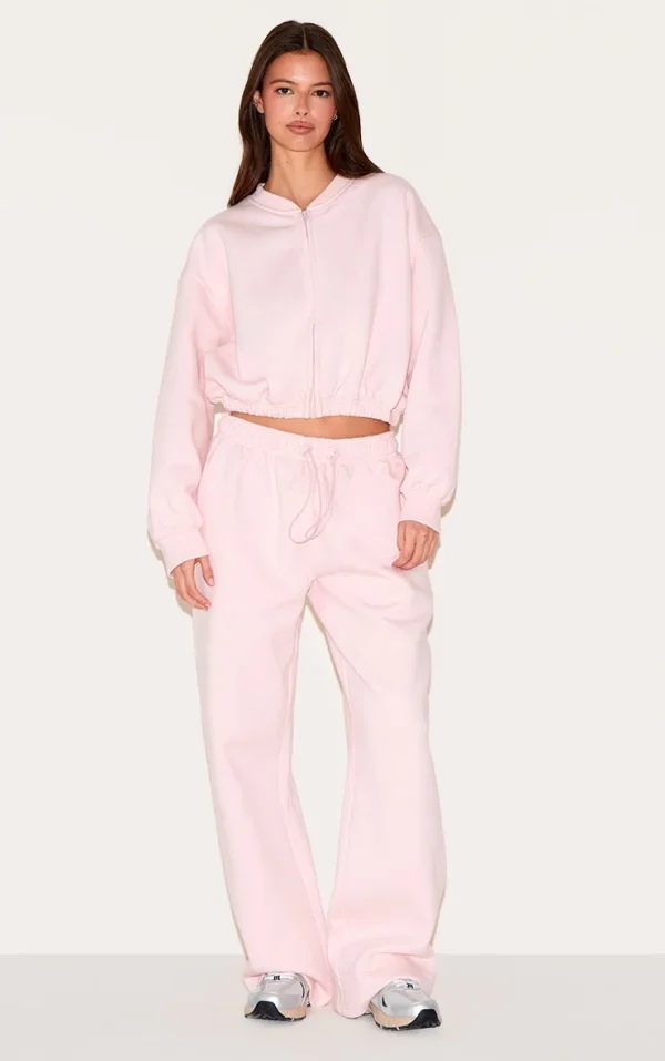 Baby Pink Drawcord Hem Oversized Sweatpants