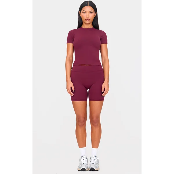 Deep Burgundy Ultimate Sculpt High Waist Gym Shorts