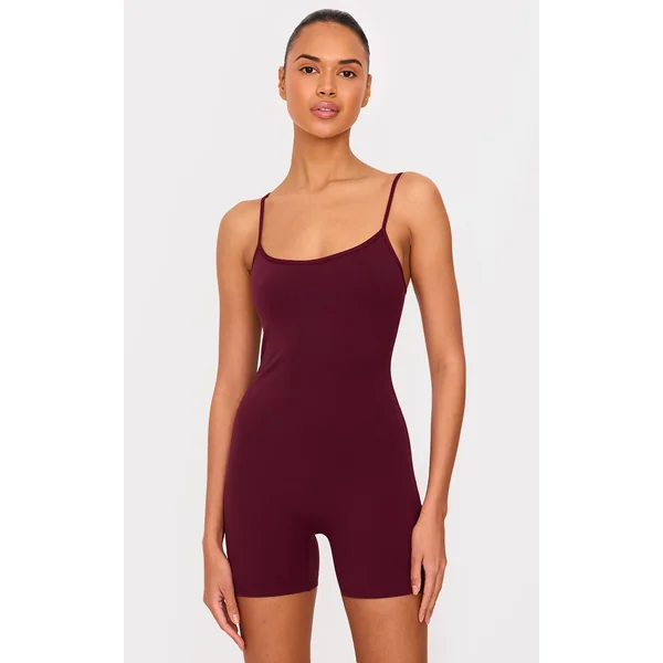 Deep Burgundy Ultimate Sculpt Sleeveless Short Unitard