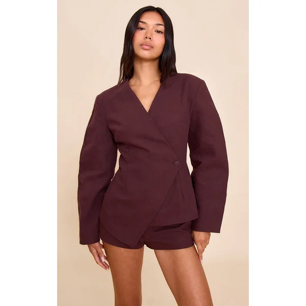 Deep Chocolate Premium Linen Tailored Hot Pant