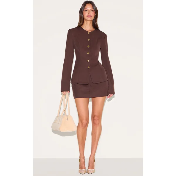 Deep Chocolate Tailored Mini Skirt