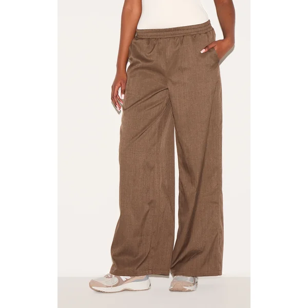 Deep Chocolate Woven Elasticated Waist Wide Leg Pants