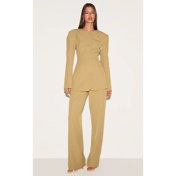 Deep Mustard Tailored Wide Leg Split Hem Pants