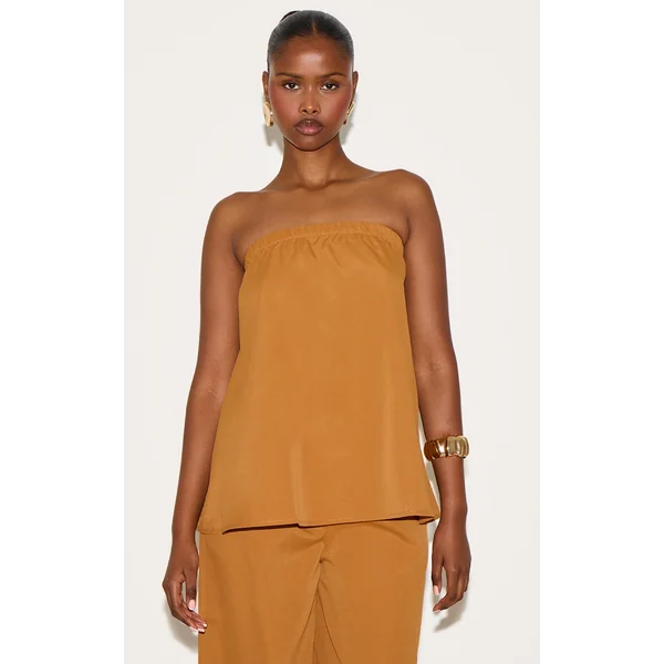 Deep Mustard Woven Longline Bandeau Top