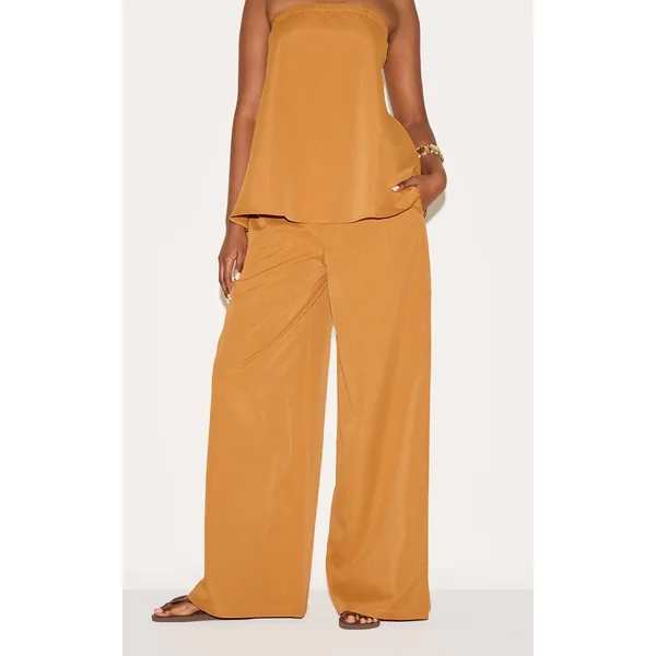 Deep Mustard Woven Mid Rise Wide Leg Pants