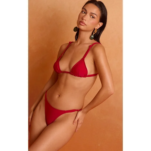Deep Red Micro Triangle Bikini Top