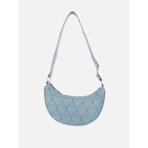 Denim Heart Sling Bag - Blue