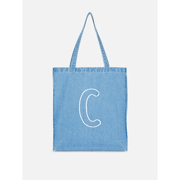 Denim Initial Shopper - Blue