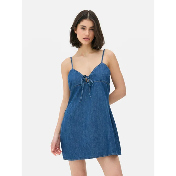 Denim Mini Dress - Mid Blue
