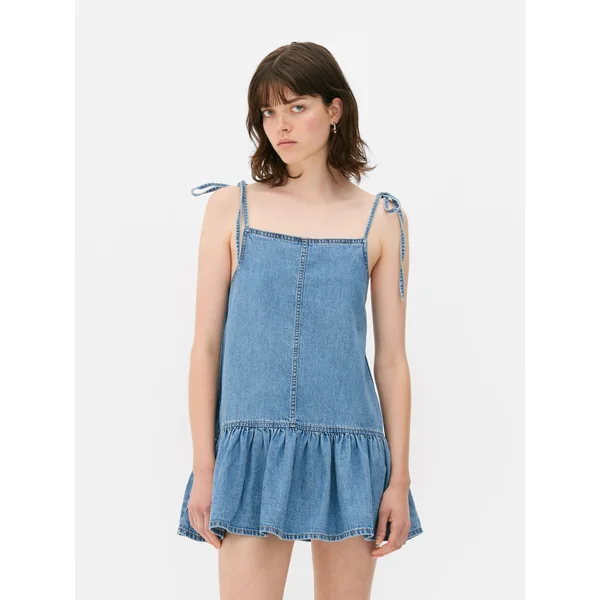 Denim Mini Dress - Mid Blue