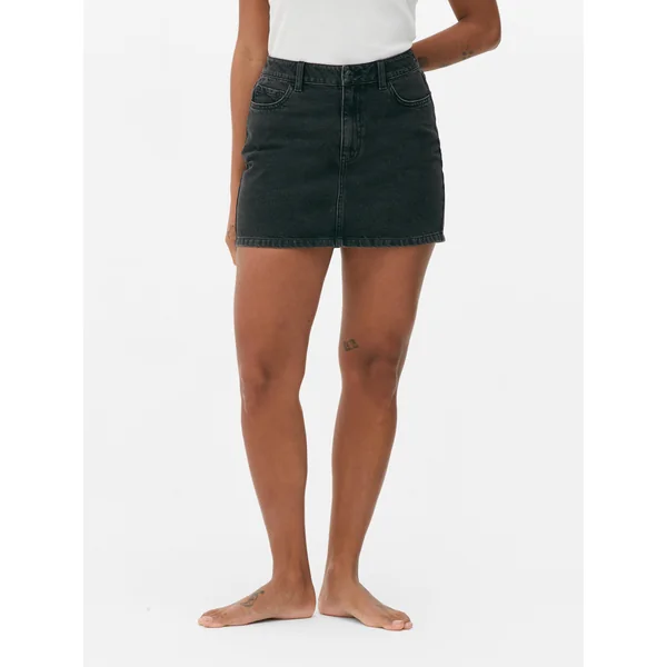 Denim Mini Skirt - Black