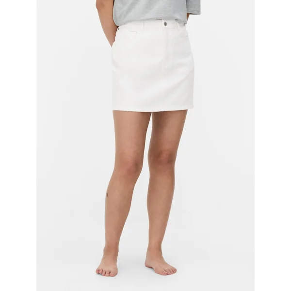Denim Mini Skirt - White