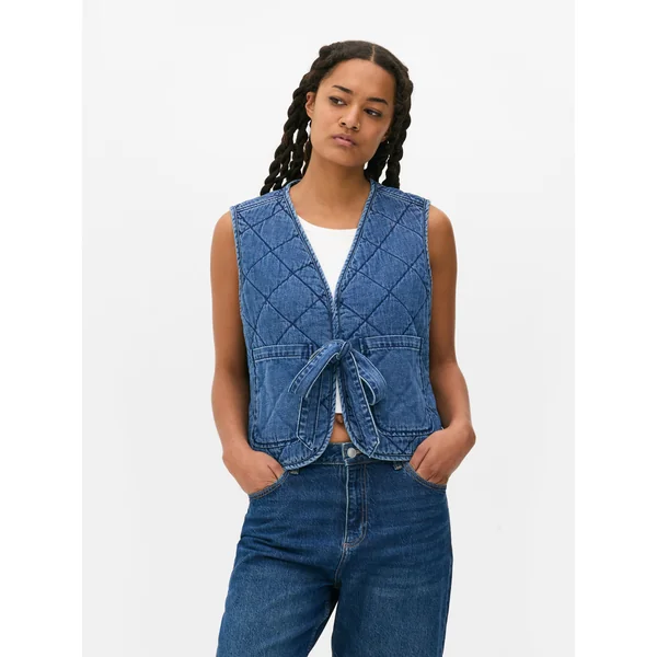Denim Quilted Vest - Mid Blue