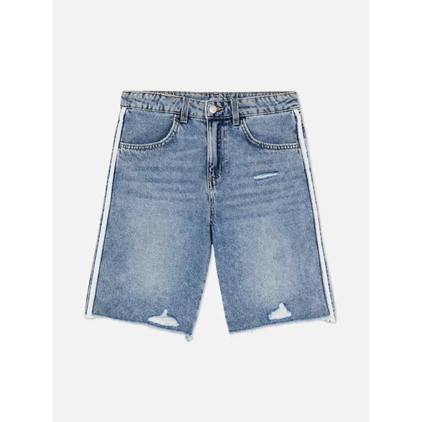 Denim Side Stripe Bermuda Shorts - Blue