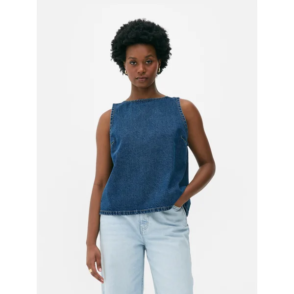 Denim Tie-Back Top - Indigo