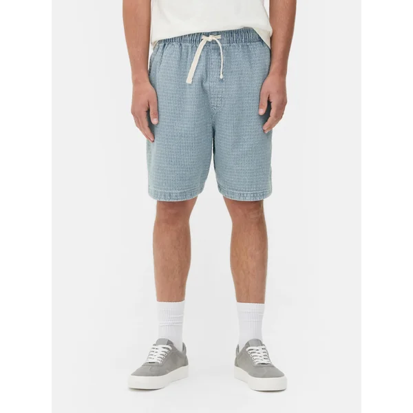 Denim Waffle Shorts - Light Blue