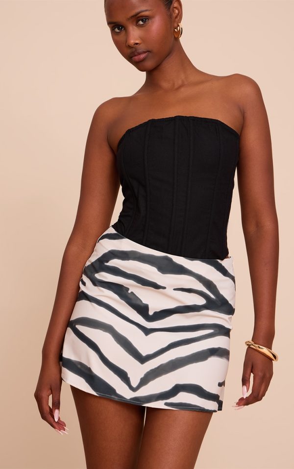 Zebra Print Floaty Woven Mini Skirt