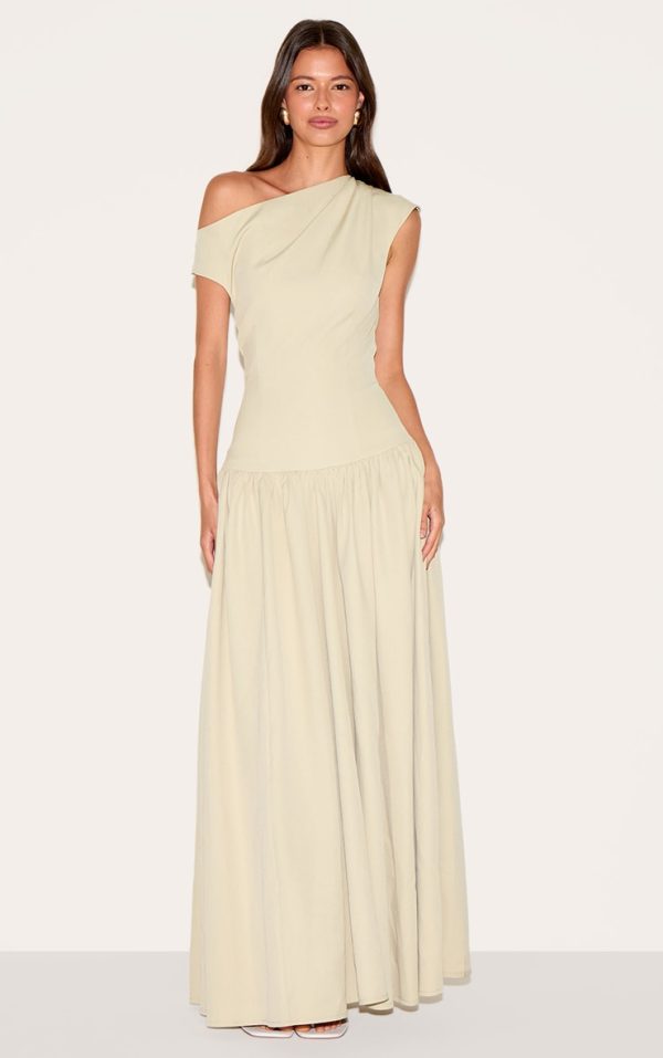 Clay Tailored Asymmetric Gathered Maxi Dress