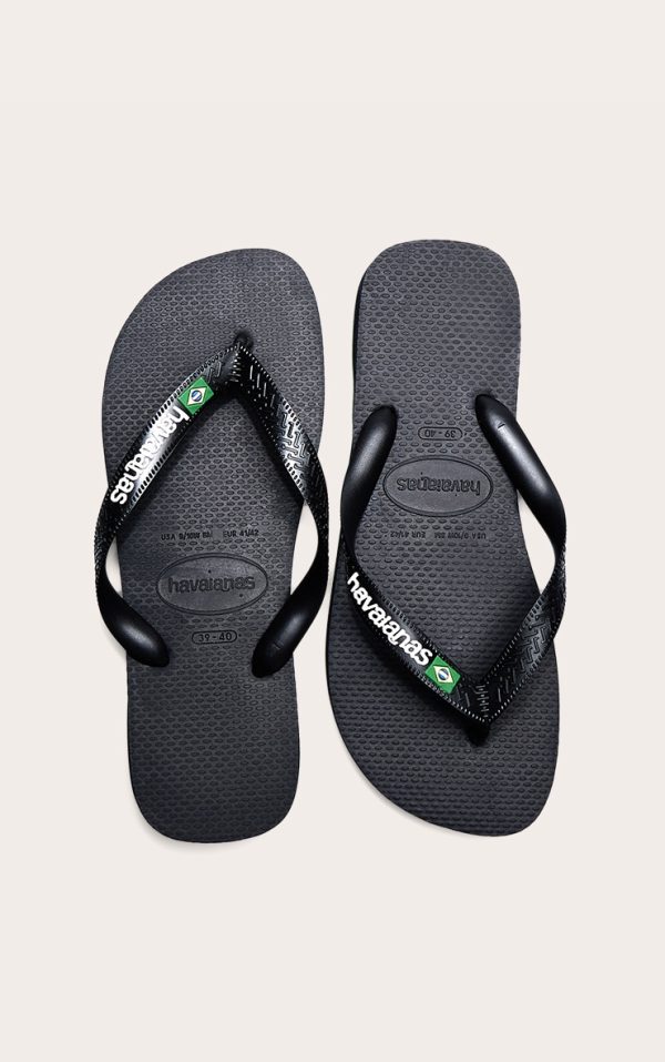 Black Havaianas Brazil Logo Flip Flops