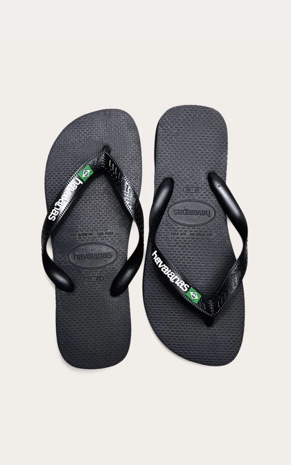Black Havaianas Brazil Logo Flip Flops