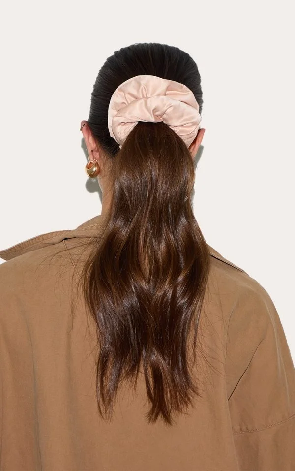 Peach Oversized Padded Satin Scrunchie