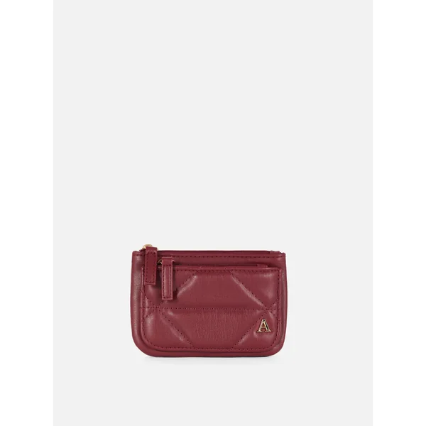 Diamond Quilted Initial Purse - Burgundy