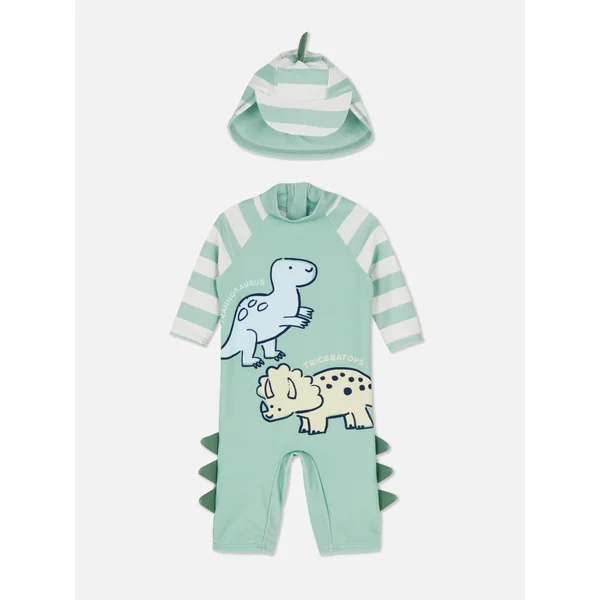 Dinosaur Full-Body Sun Set - Green