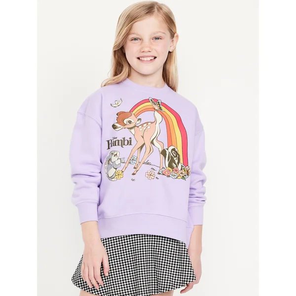 Disney© Bambi Oversized Graphic Sweatshirt for Girls - Lavender Haven