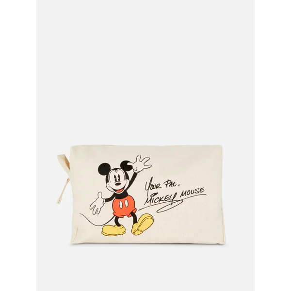 Disney Mickey Mouse Canvas Makeup Bag - Natural