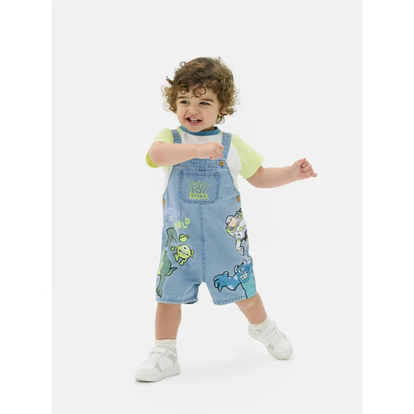Disney Pixar Characters T-Shirt and Overalls Set - Light Green