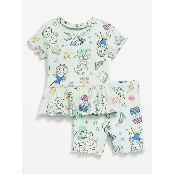 Disney© Ribbed Lettuce-Edge Top and Shorts Set for Baby - Princess