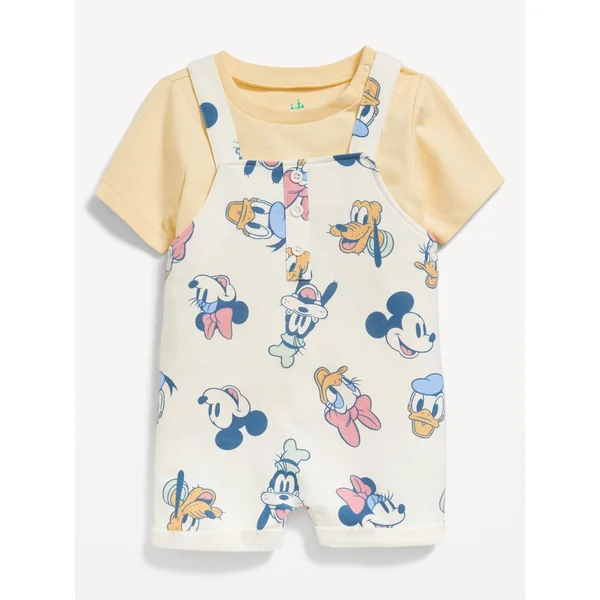 Disney© Short-Sleeve T-Shirt and Shortalls Set for Baby - Yellow/Neutral
