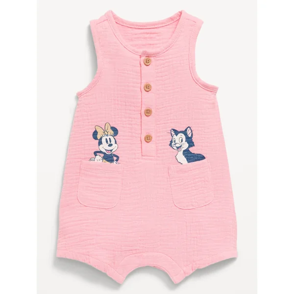Disney© Sleeveless Henley One-Piece Romper for Baby - Minnie Mouse