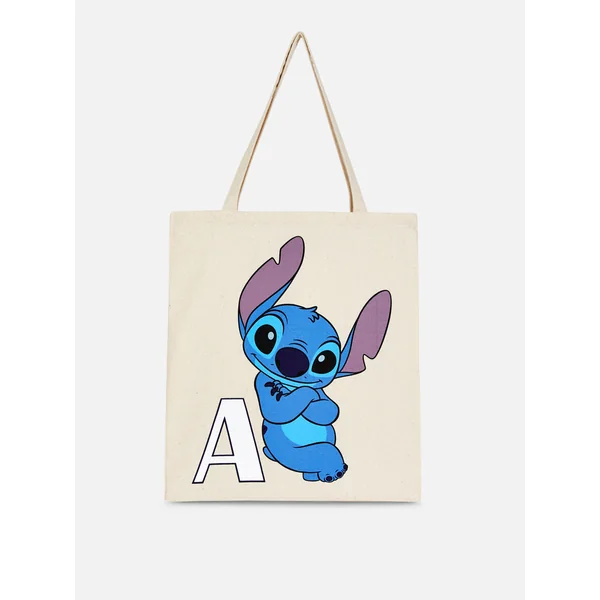 Disney Stitch Initial Design Reusable Bag - Natural