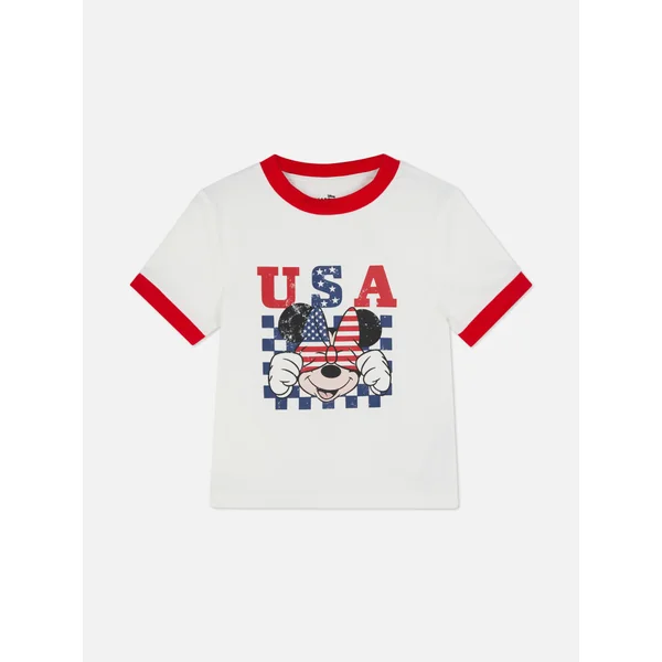 Disney’s Minnie Mouse 4th of July Tipped T-Shirt - White