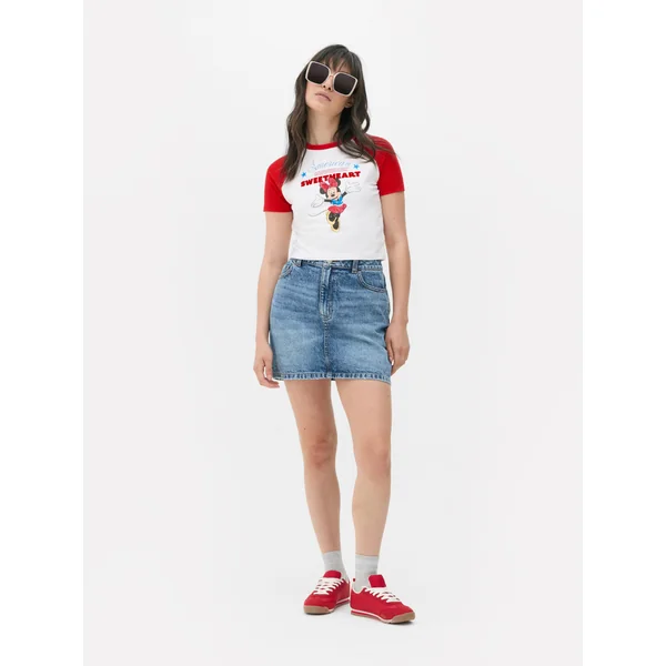 Disney’s Minnie Mouse Cropped 4th of July Raglan Tee - Red