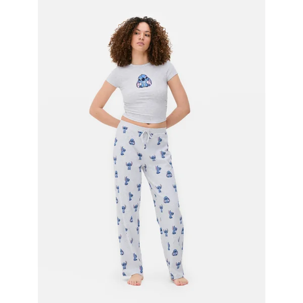 Disney’s Stitch Ribbed Pajama Top - Light Gray