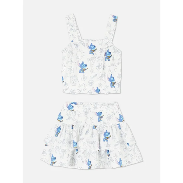 Disney’s Stitch Square Neck Top and Tiered Skirt - Ivory