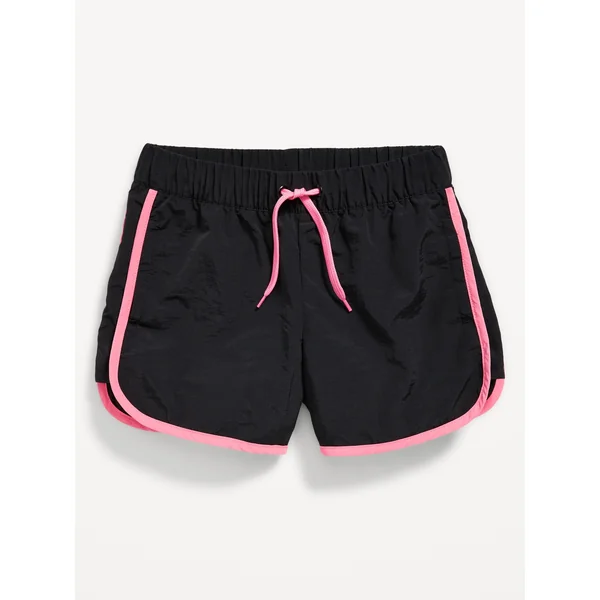 Dolphin-Hem Board Shorts for Girls - Black Jack