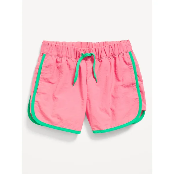 Dolphin-Hem Board Shorts for Girls - Light Peony