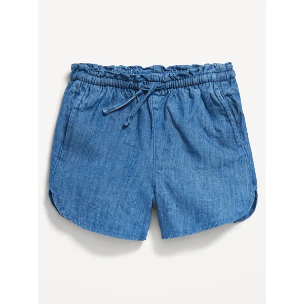 Dolphin-Hem Chambray Shorts for Toddler Girls - Chambray