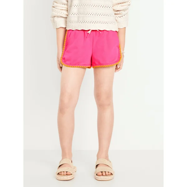 Dolphin-Hem French-Terry Cheer Shorts for Girls - Pink Premiere