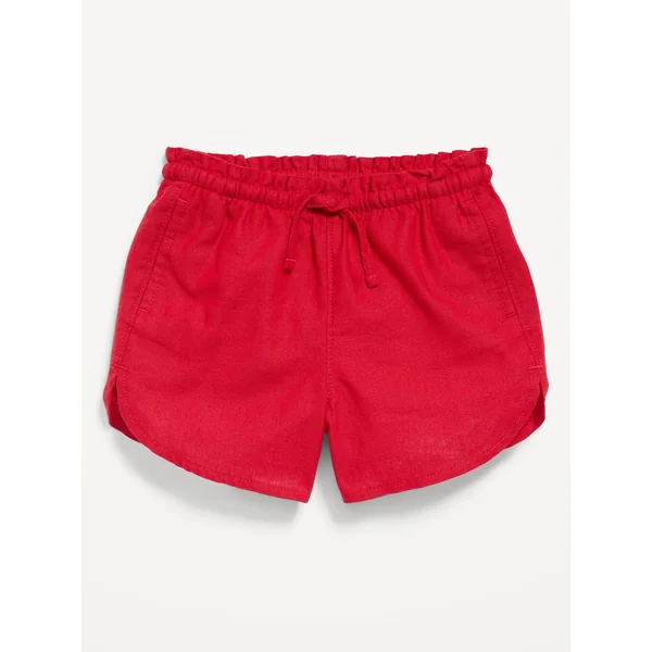 Dolphin-Hem Linen-Blend Shorts for Toddler Girls - Robbie Red