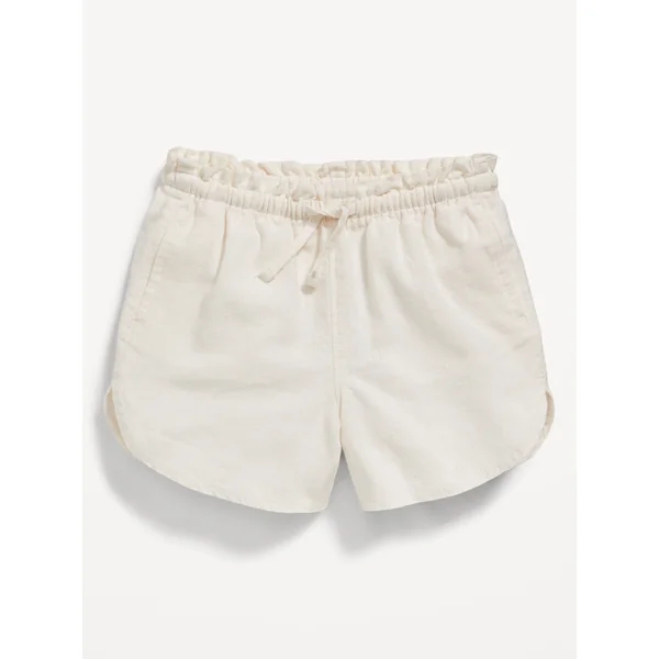 Dolphin-Hem Linen-Blend Shorts for Toddler Girls - Sea Salt White
