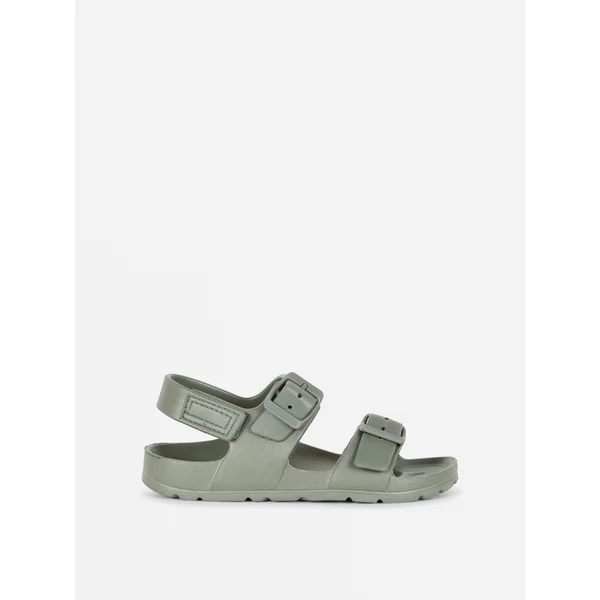 Double Buckle Self-Close Sandals - Olive