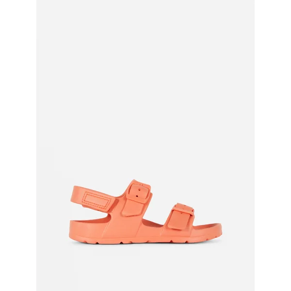 Double Buckle Strap Sandals - Coral