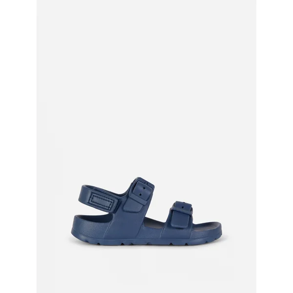 Double Buckle Strap Sandals - Navy