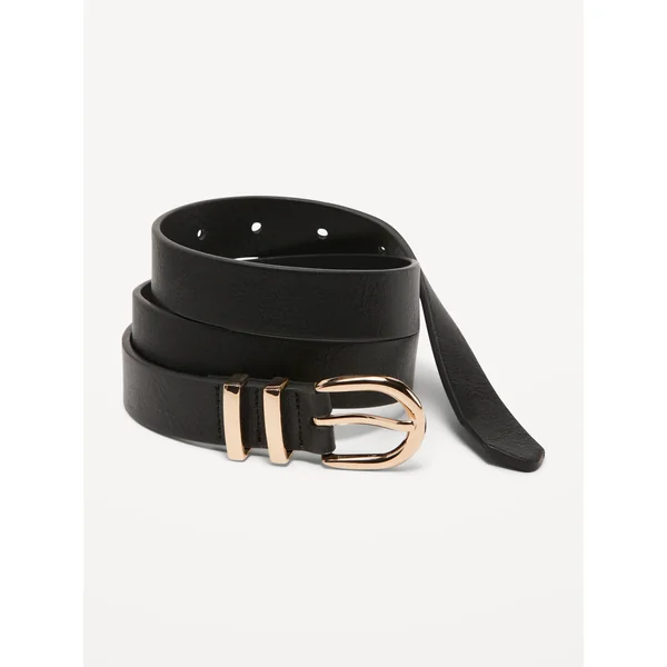 Double Loop Skinny Belt for Women - BlackJack