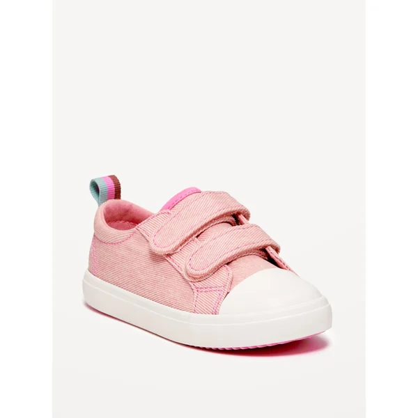 Double Secure-Strap Twill Sneakers for Toddler Girls - Peachy Pink