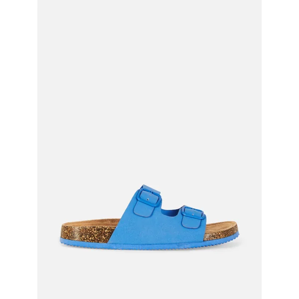 Double Strap Footbed Sandals - Blue